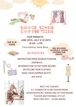 SUMMER SEWING MONDAYS FOR TEENS **SANTA MARIA**