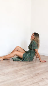 Boho Midi Wrap dress - Green floral