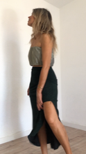 Mermaid Maxi skirt in lurex forest green