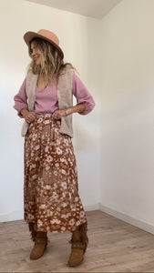 Bardot Maxi skirt in vintage brown