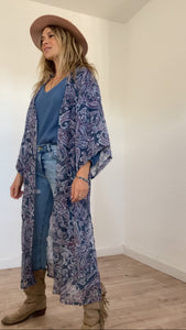 Free Spirit Kimono in Blue Paisley