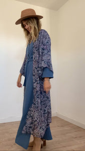 Free Spirit Kimono in Blue Paisley