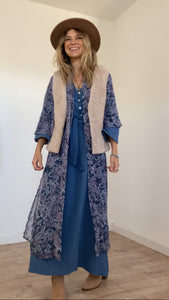 Free Spirit Kimono in Blue Paisley