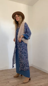 Free Spirit Kimono in Blue Paisley