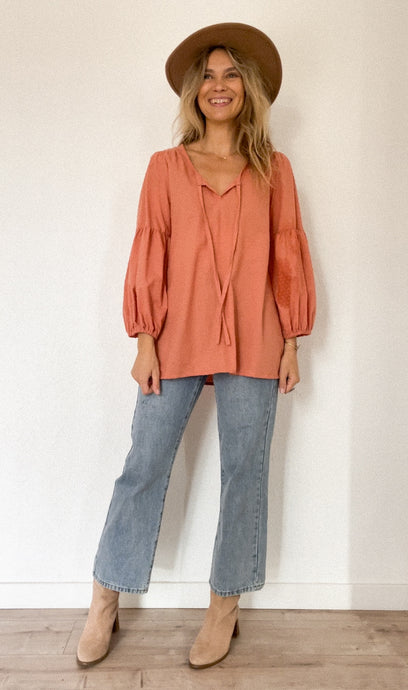 The island life blouse in Pumpkin