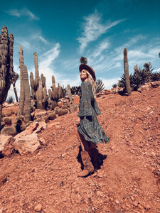Boho Wrap dress in Green floral