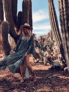 Linda dress in Green floral