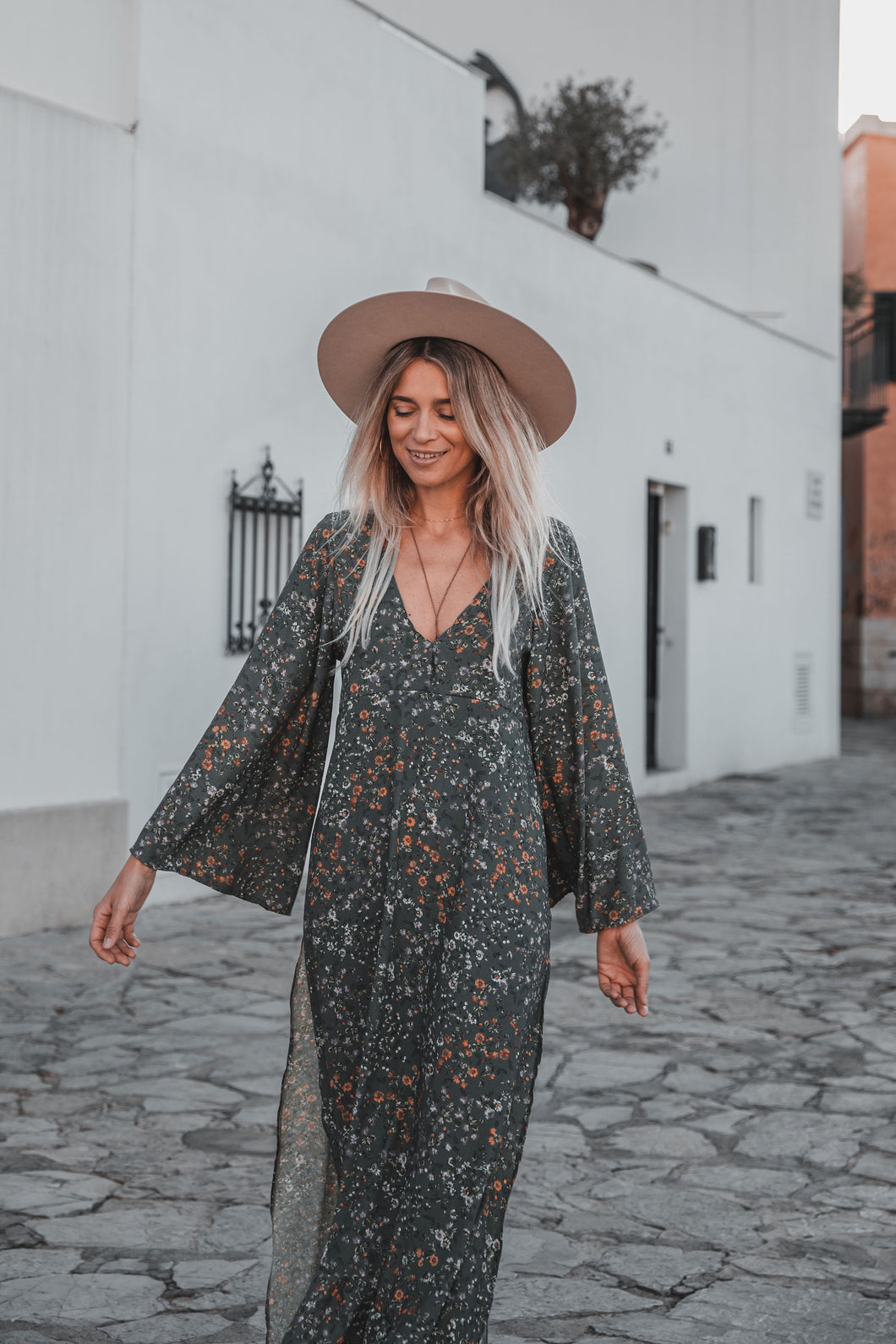 Linda dress in Green floral