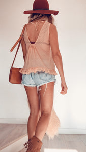 Lace top in Peach Dots