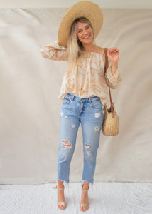 Bardot blouse in Golden leaves